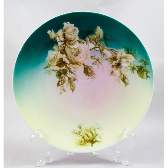 Hermann Ohme Silesia Hand Painted Dessert Plate Roses 6.25 inches - Picture 1 of 7